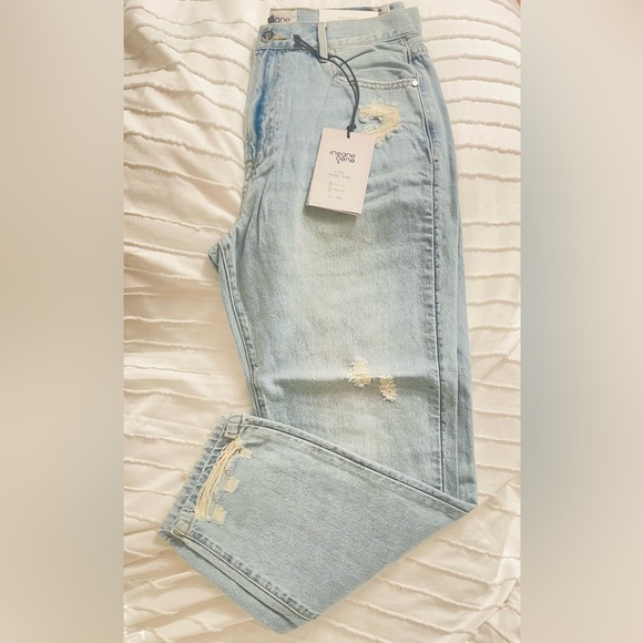 Insane Gene Denim - Light Blue Jeans with Distressed Detailing, hi-rise tapered jeans